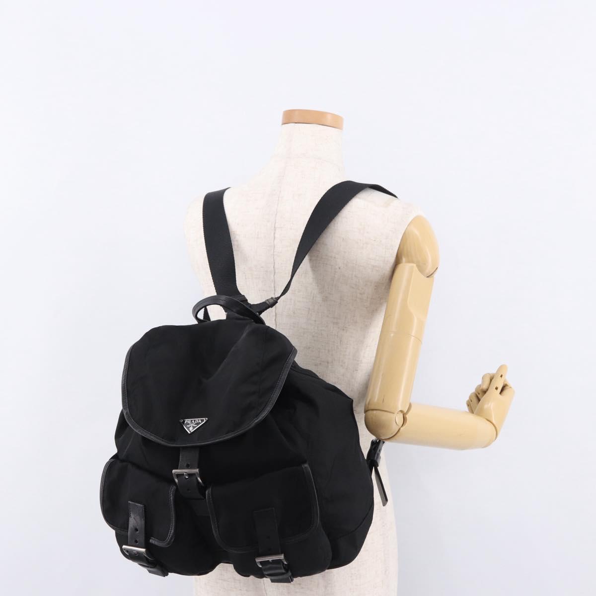 PRADA Backpack Nylon Black Silver Auth 191328V