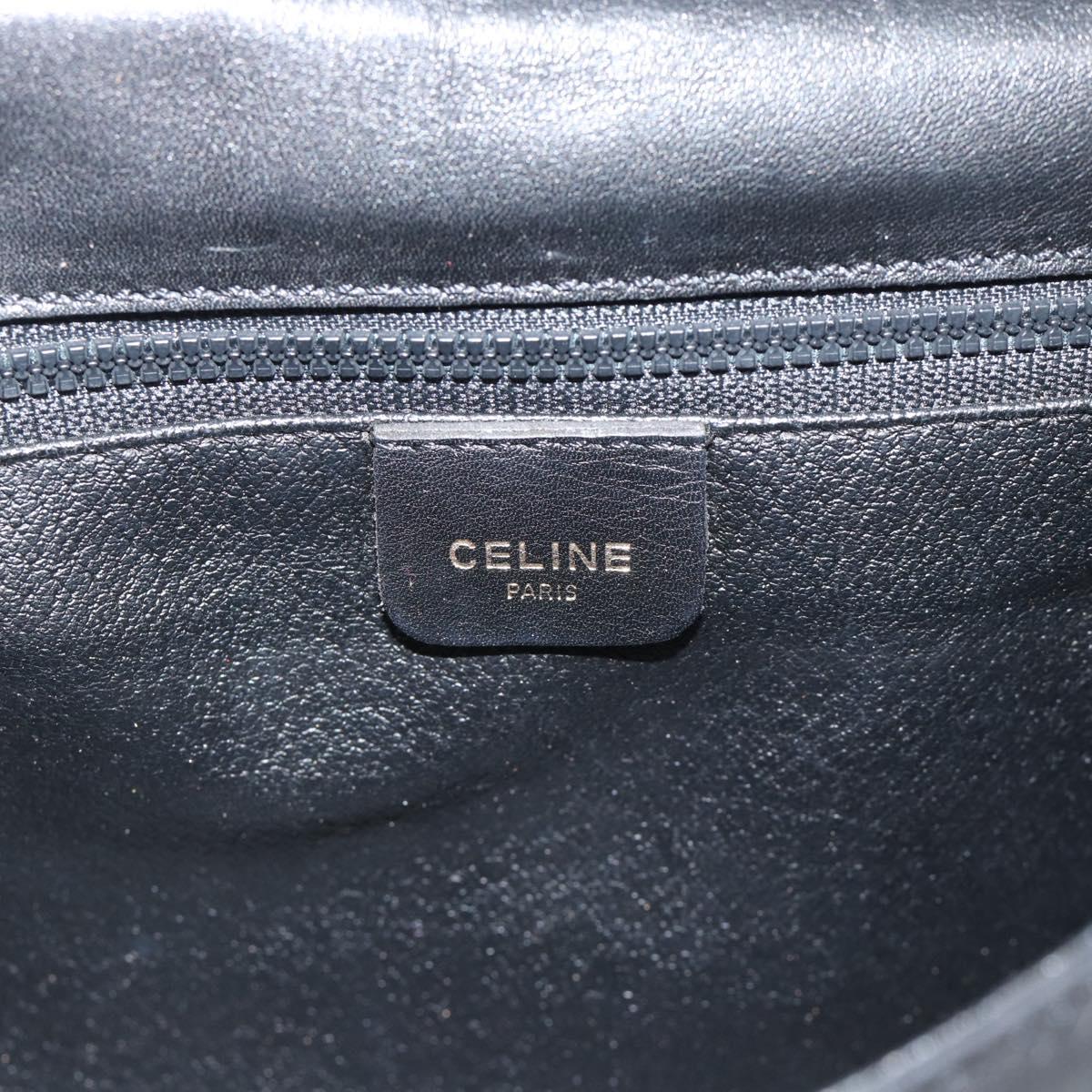 CELINE Shoulder Bag Leather Black Gold Auth 191330
