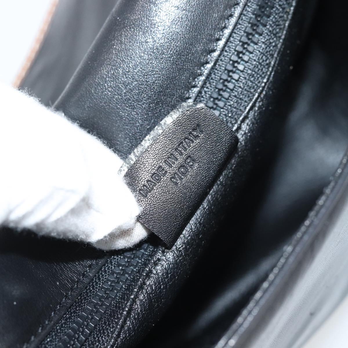 CELINE Shoulder Bag Leather Black Gold Auth 191330
