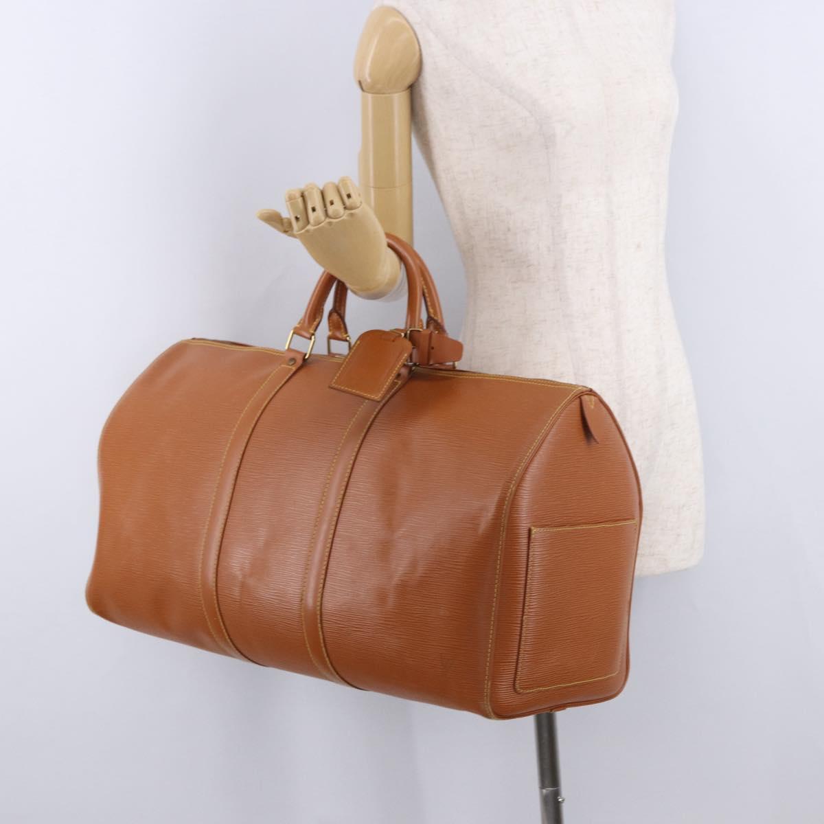 LOUIS VUITTON Epi Keepall 50 Boston Bag Brown M42968 LV Auth 191331A