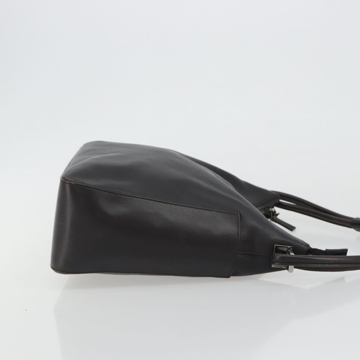 GUCCI Shoulder Bag Leather Brown Silver 001 3766 Auth 191334A