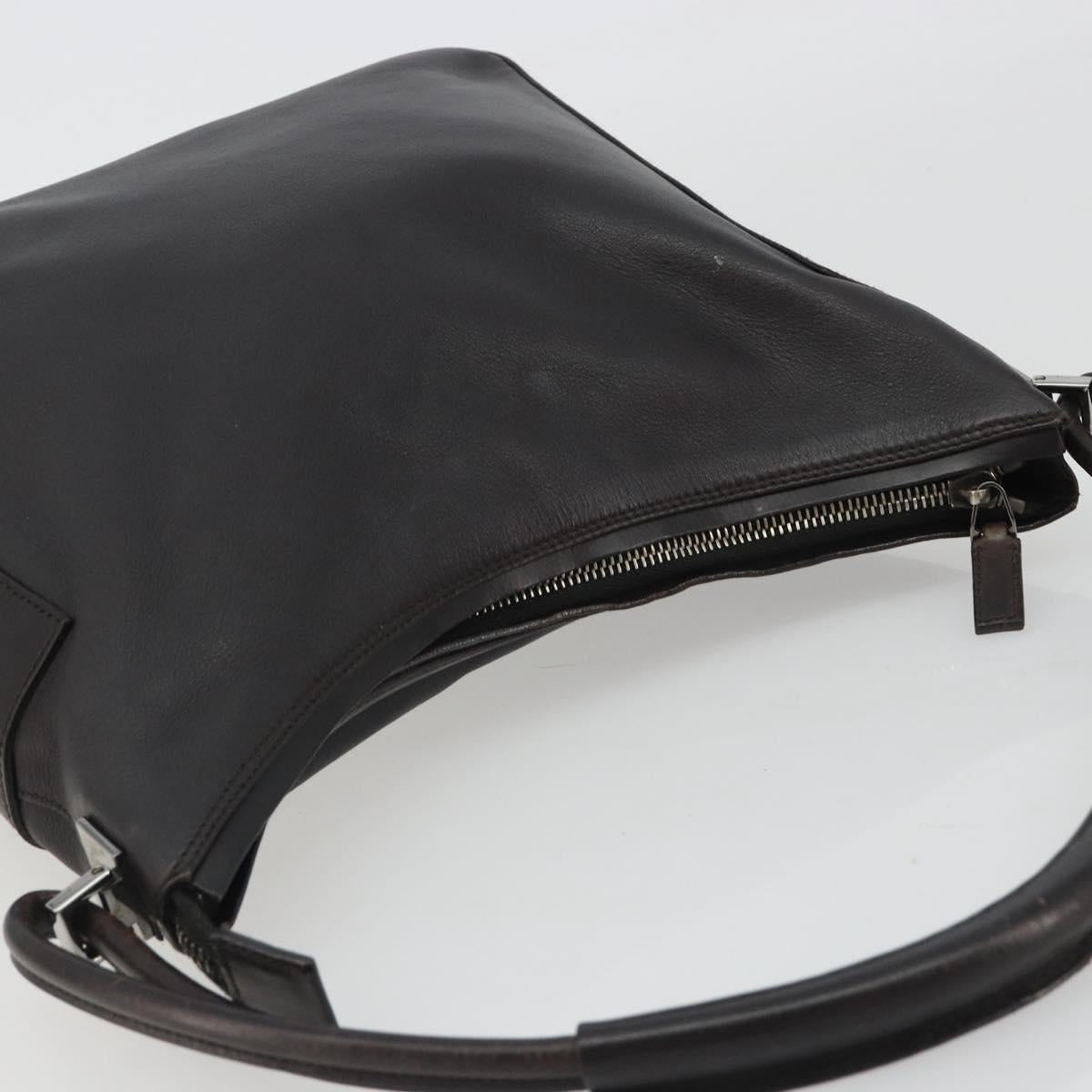 GUCCI Shoulder Bag Leather Brown Silver 001 3766 Auth 191334A