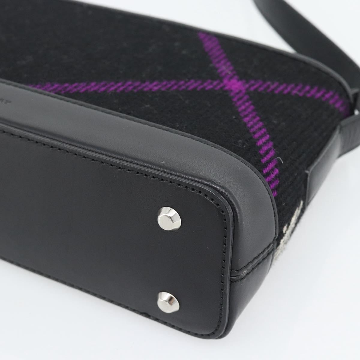 BURBERRY Nova Check Shoulder Bag Canvas Black Silver Auth 191335V