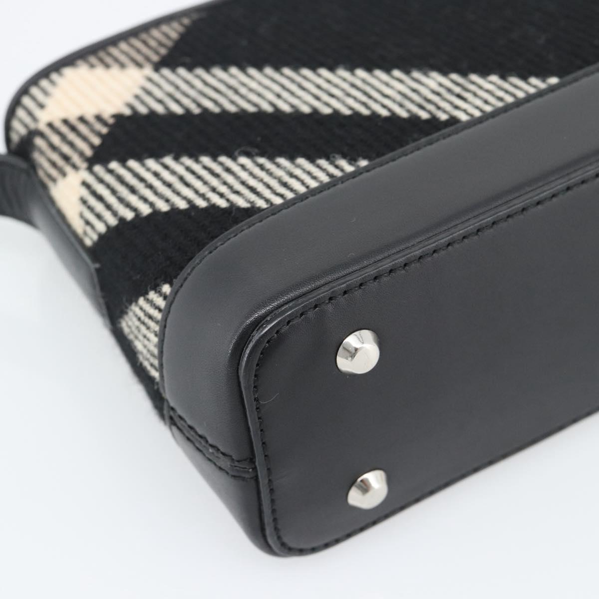 BURBERRY Nova Check Shoulder Bag Canvas Black Silver Auth 191335V