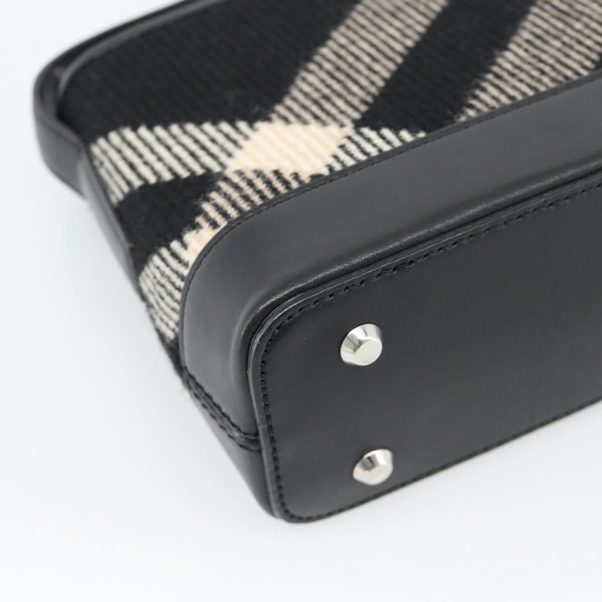 BURBERRY Nova Check Shoulder Bag Canvas Black Silver Auth 191335V