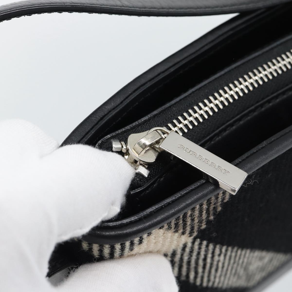 BURBERRY Nova Check Shoulder Bag Canvas Black Silver Auth 191335V