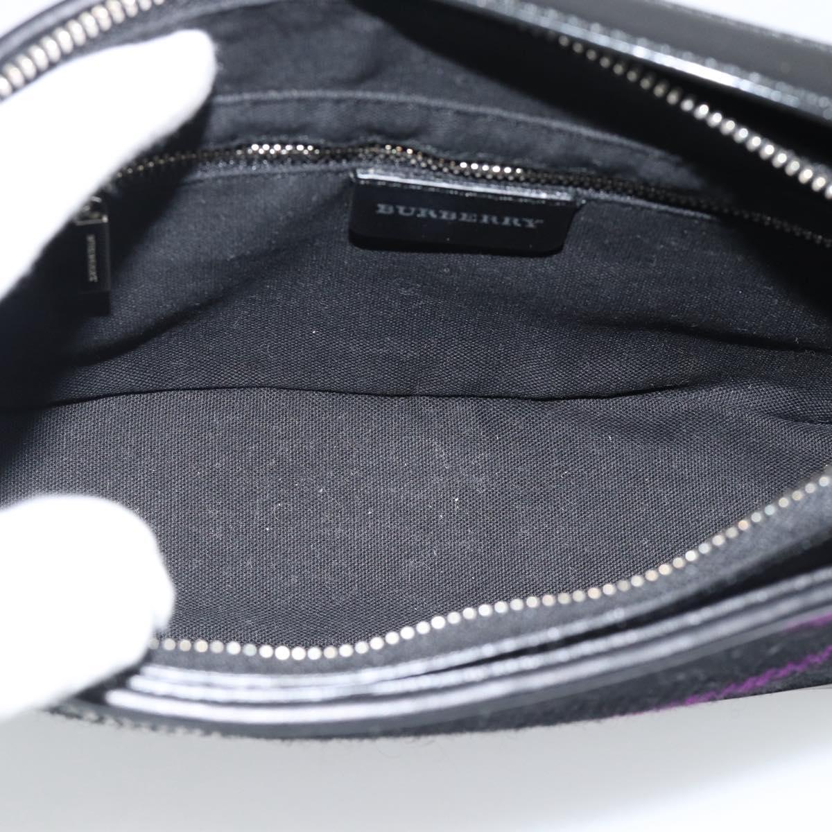 BURBERRY Nova Check Shoulder Bag Canvas Black Silver Auth 191335V