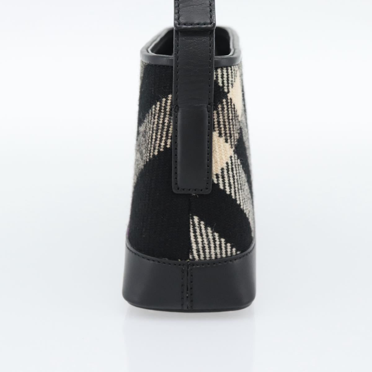 BURBERRY Nova Check Shoulder Bag Canvas Black Silver Auth 191335V