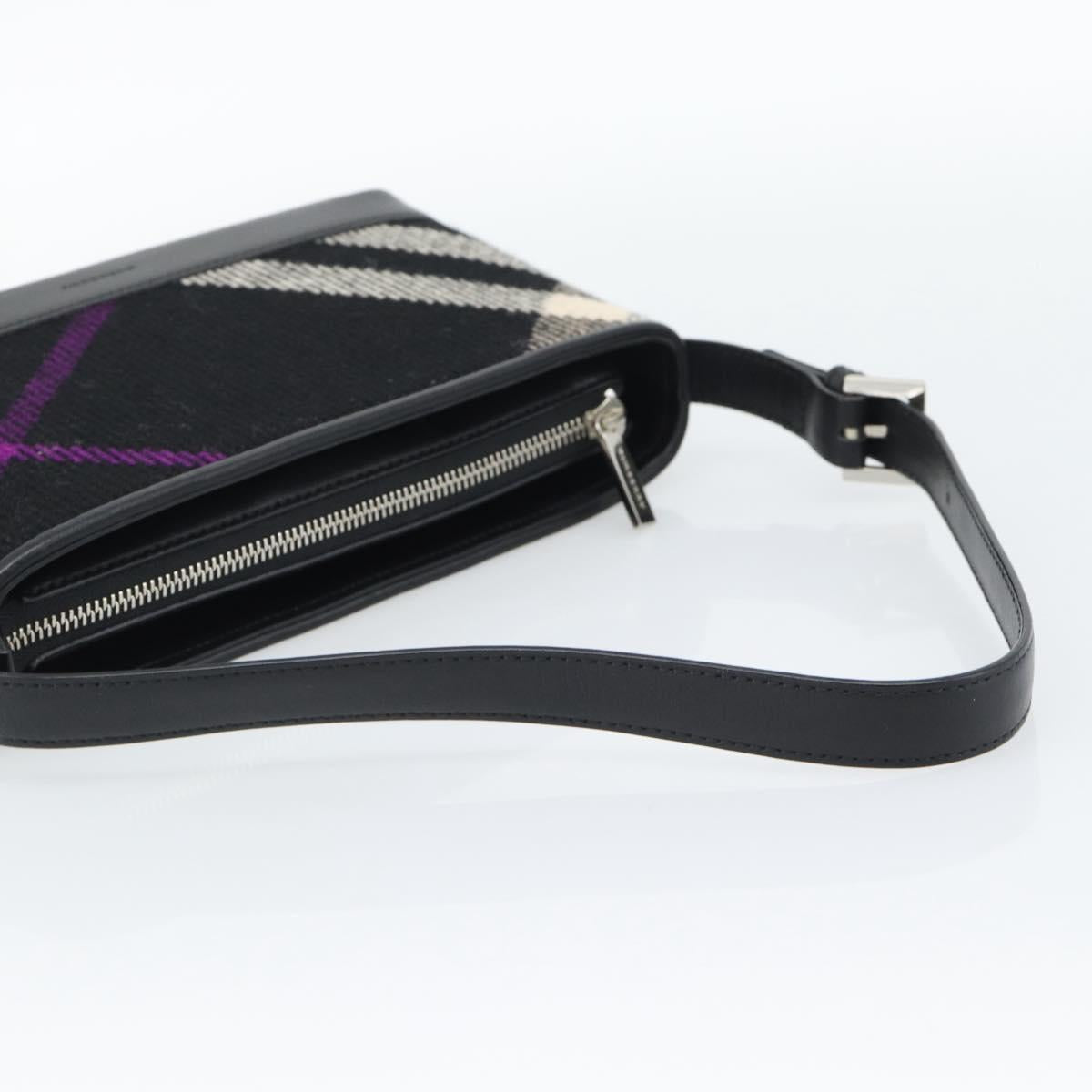 BURBERRY Nova Check Shoulder Bag Canvas Black Silver Auth 191335V