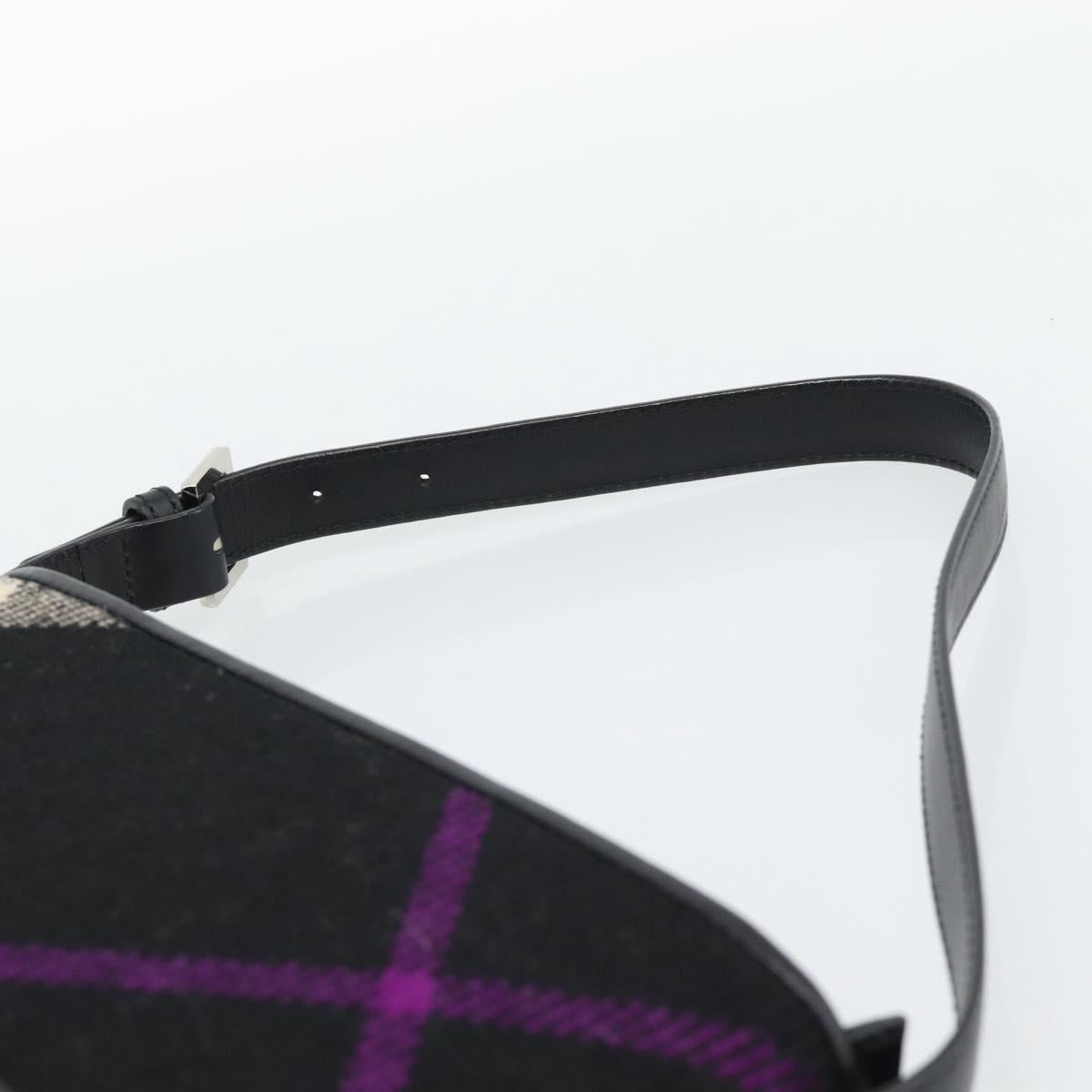 BURBERRY Nova Check Shoulder Bag Canvas Black Silver Auth 191335V