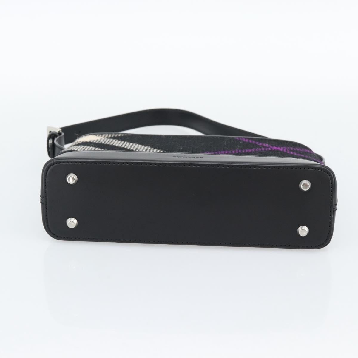 BURBERRY Nova Check Shoulder Bag Canvas Black Silver Auth 191335V
