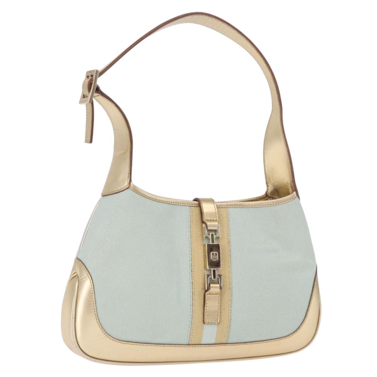 GUCCI Jackie Shoulder Bag Canvas Green Gold 001 3735 Auth 191343V