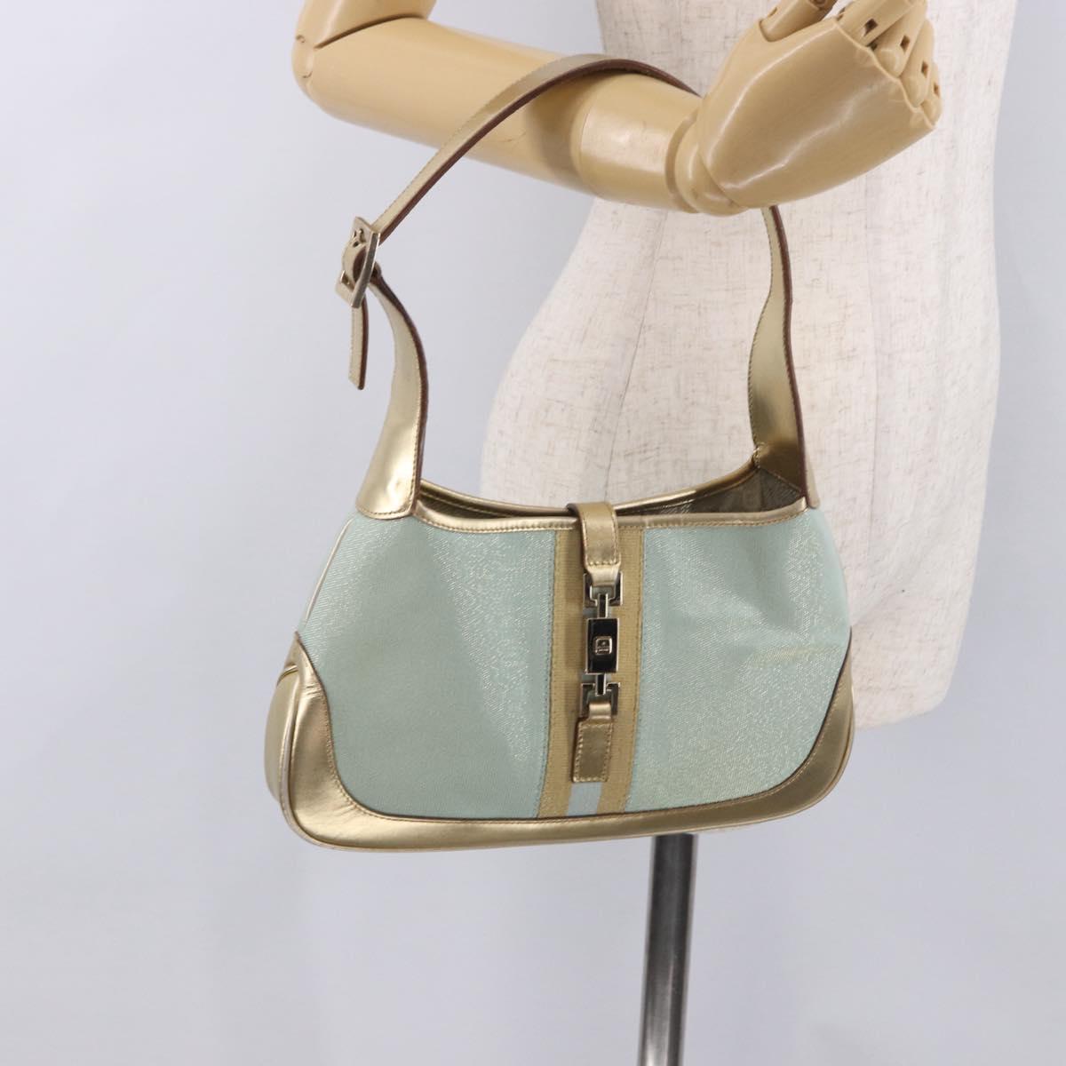 GUCCI Jackie Shoulder Bag Canvas Green Gold 001 3735 Auth 191343V