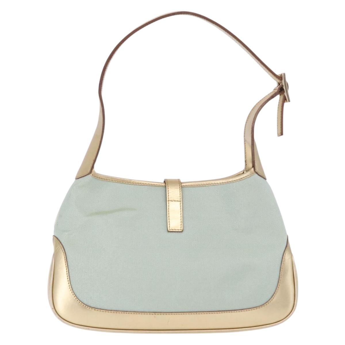 GUCCI Jackie Shoulder Bag Canvas Green Gold 001 3735 Auth 191343V