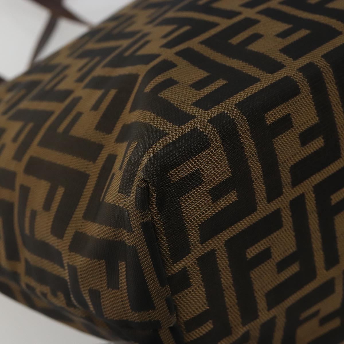 FENDI Zucca Canvas Tote Bag Brown Black Auth 191346