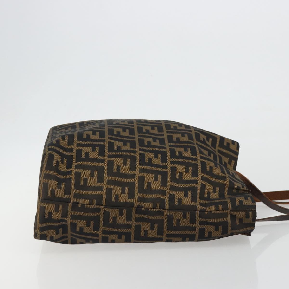 FENDI Zucca Canvas Tote Bag Brown Black Auth 191346