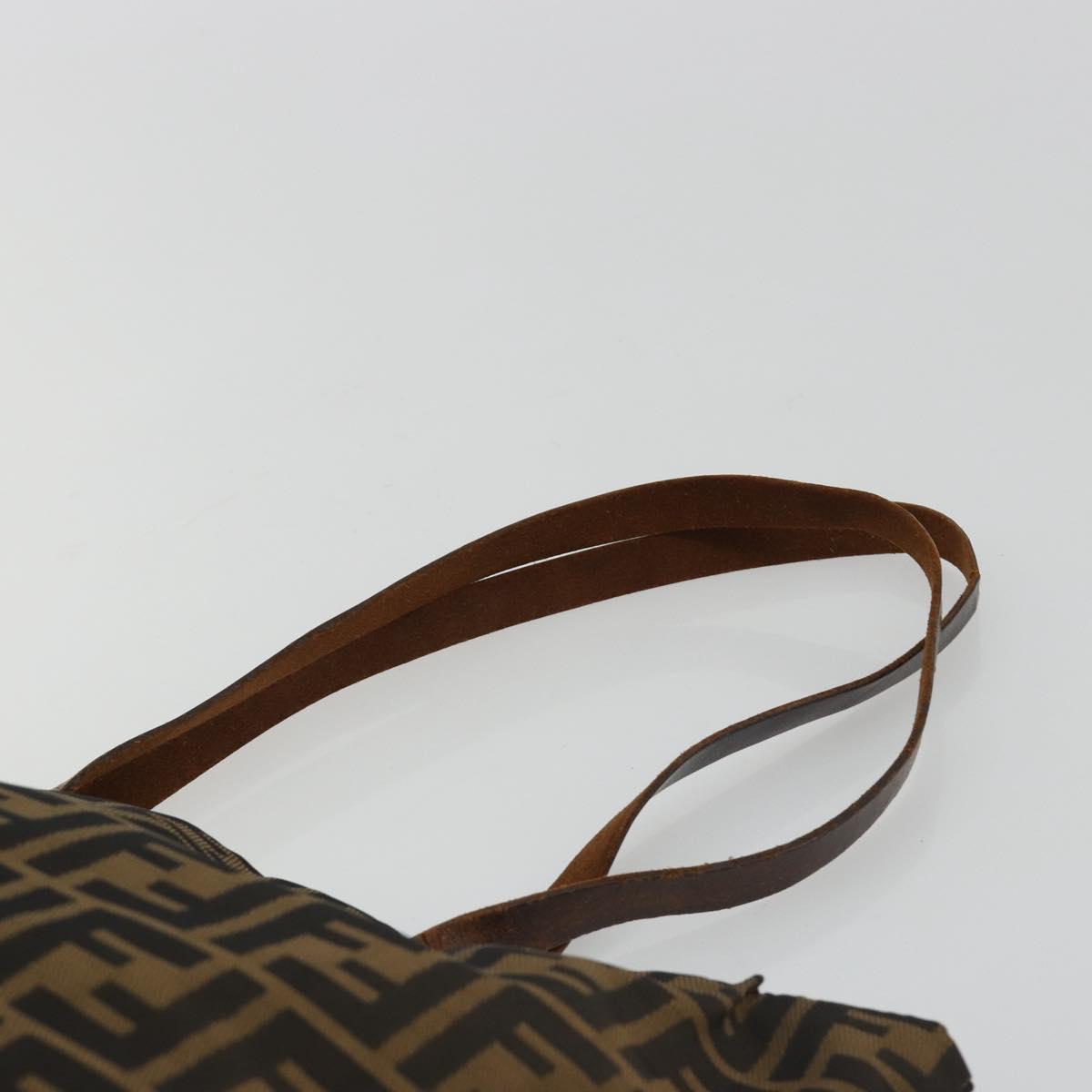 FENDI Zucca Canvas Tote Bag Brown Black Auth 191346