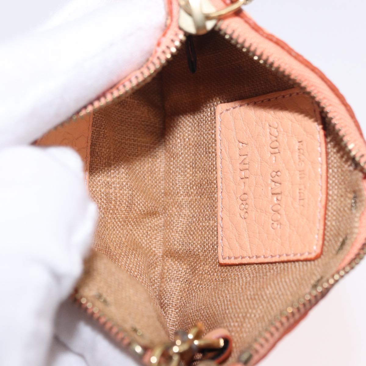 FENDI Celeria Hand Bag Leather With Pouch Orange Gold Auth 191347V