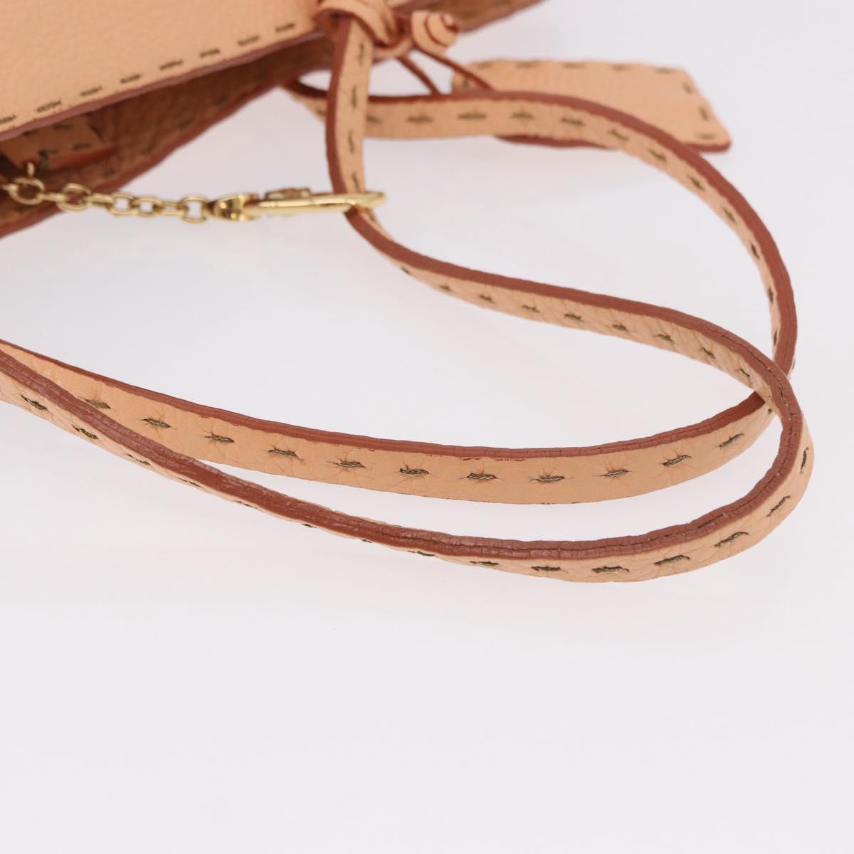 FENDI Celeria Hand Bag Leather With Pouch Orange Gold Auth 191347V