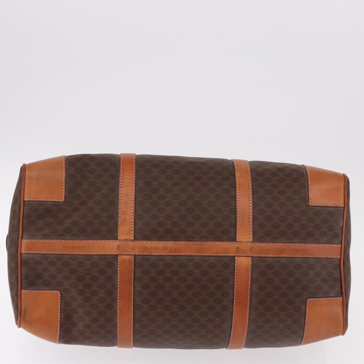 CELINE Macadam Canvas Boston Bag PVC Leather Brown Gold Auth 191352A