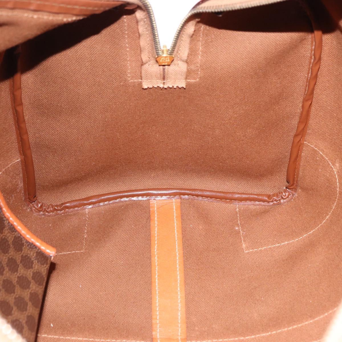 CELINE Macadam Canvas Boston Bag PVC Leather Brown Gold Auth 191352A