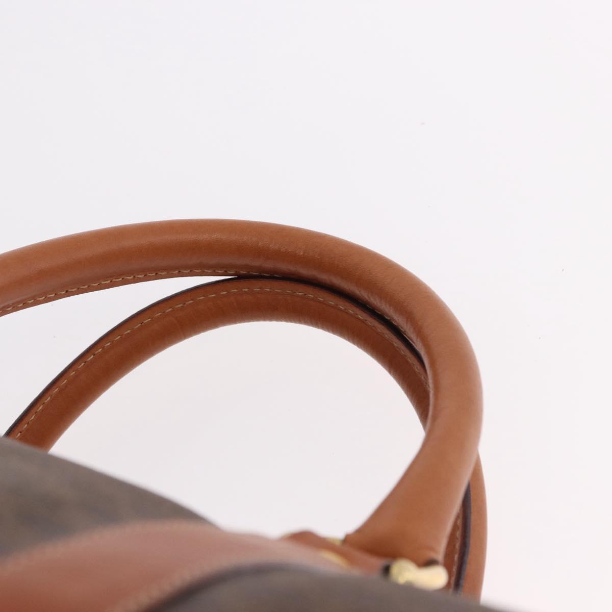 CELINE Macadam Canvas Boston Bag PVC Leather Brown Gold Auth 191352A