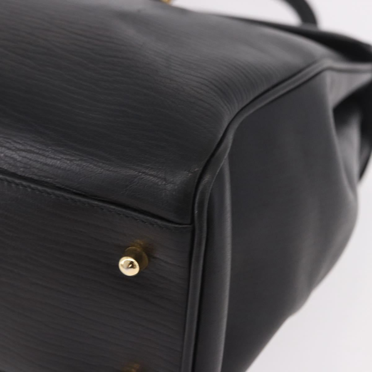 CELINE Hand Bag Leather Black Gold Auth 191353A