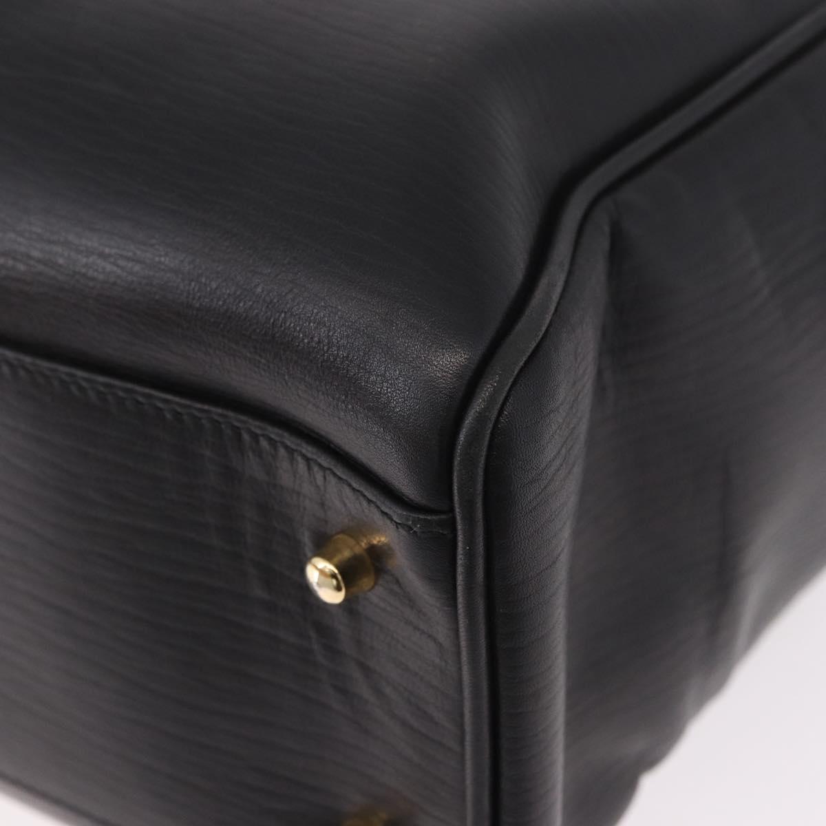 CELINE Hand Bag Leather Black Gold Auth 191353A
