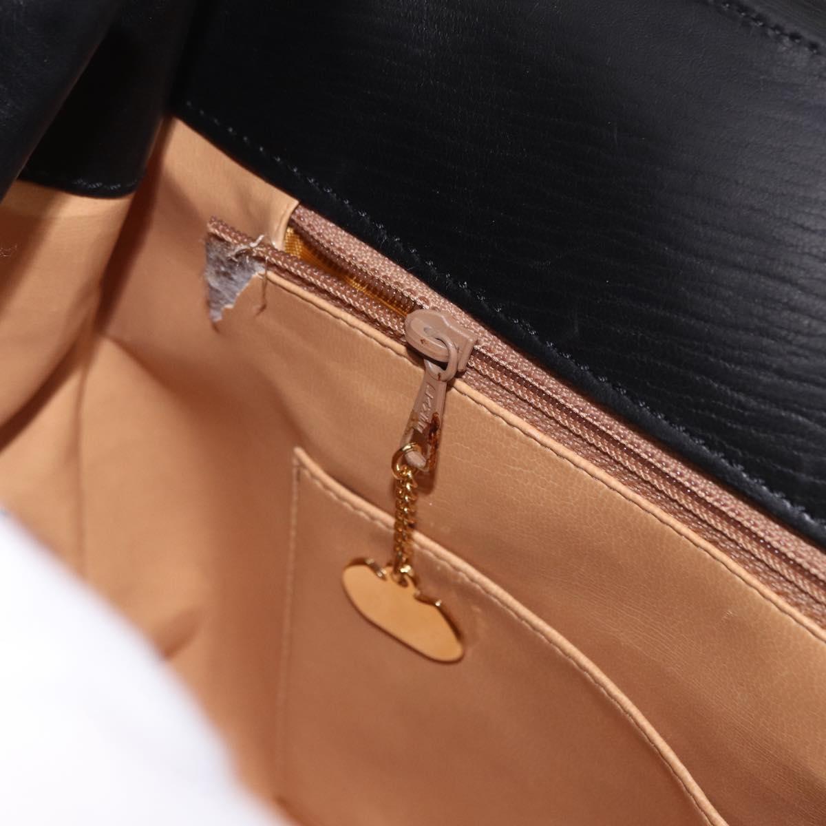 CELINE Hand Bag Leather Black Gold Auth 191353A