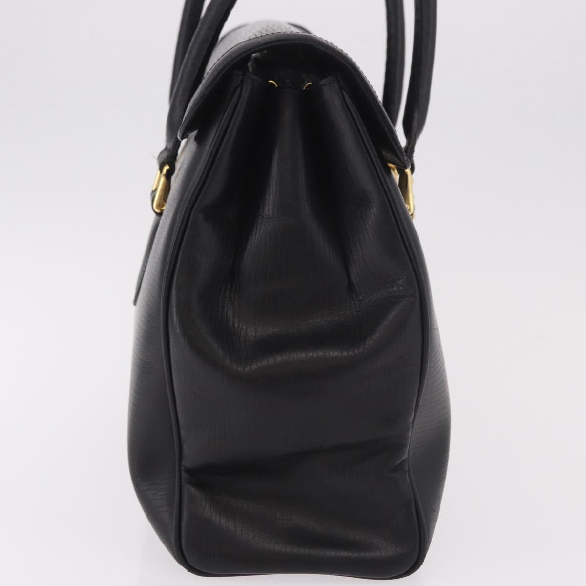 CELINE Hand Bag Leather Black Gold Auth 191353A
