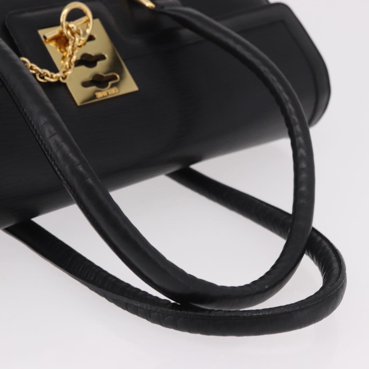 CELINE Hand Bag Leather Black Gold Auth 191353A
