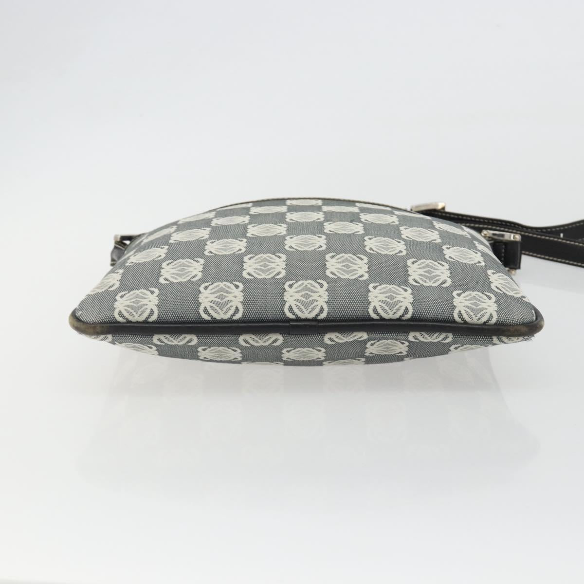 LOEWE Shoulder Bag Canvas Gray Silver Auth 191354