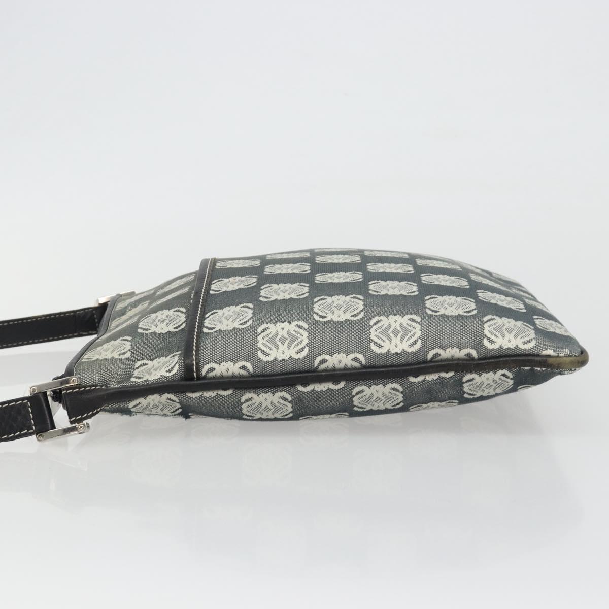 LOEWE Shoulder Bag Canvas Gray Silver Auth 191354