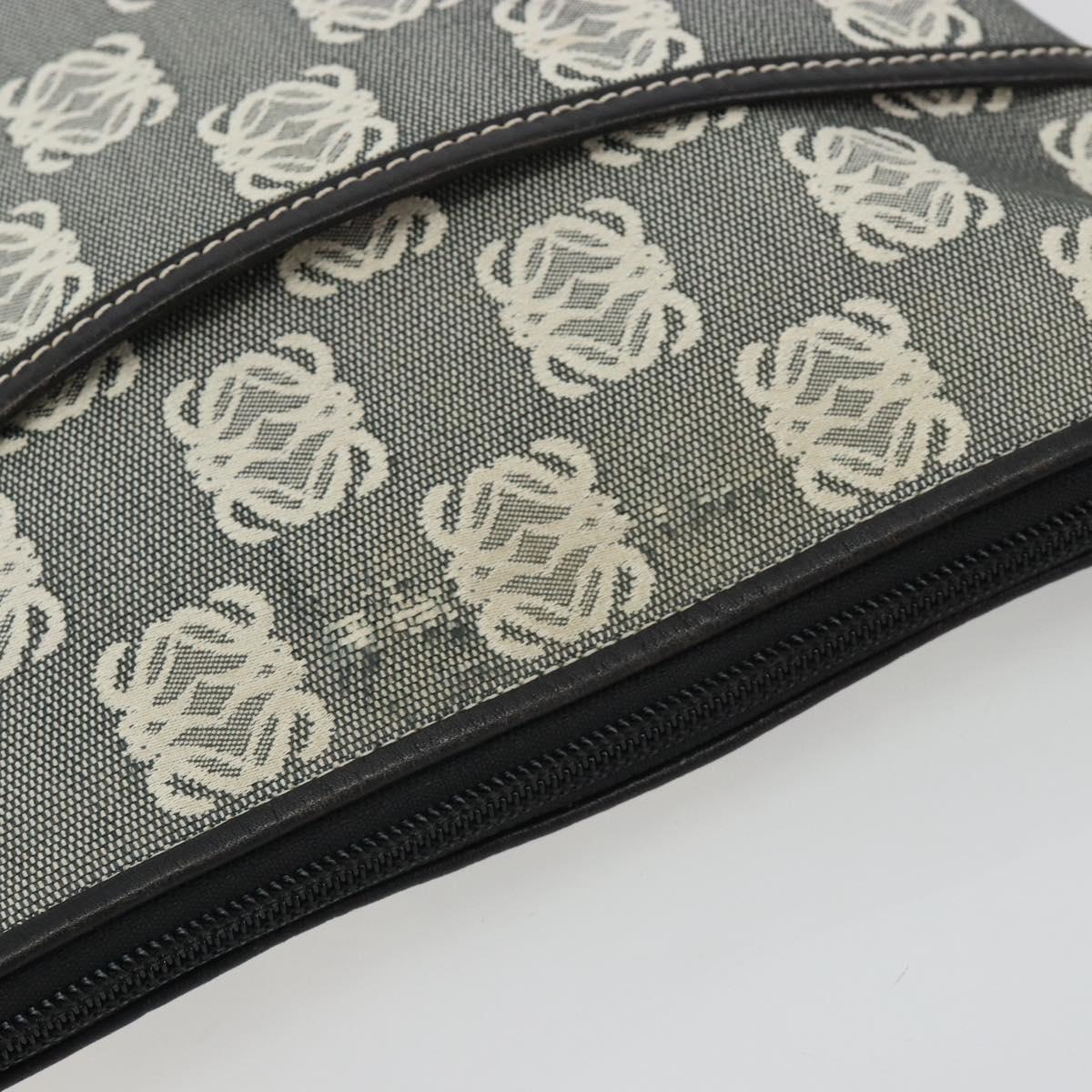 LOEWE Shoulder Bag Canvas Gray Silver Auth 191354