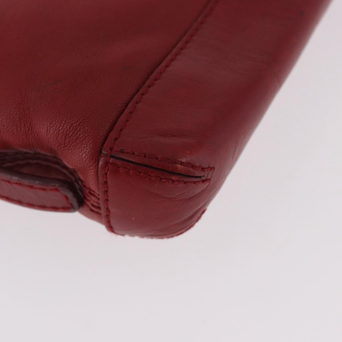 LOEWE Accessory Pouch Leather Red Silver Auth 191357