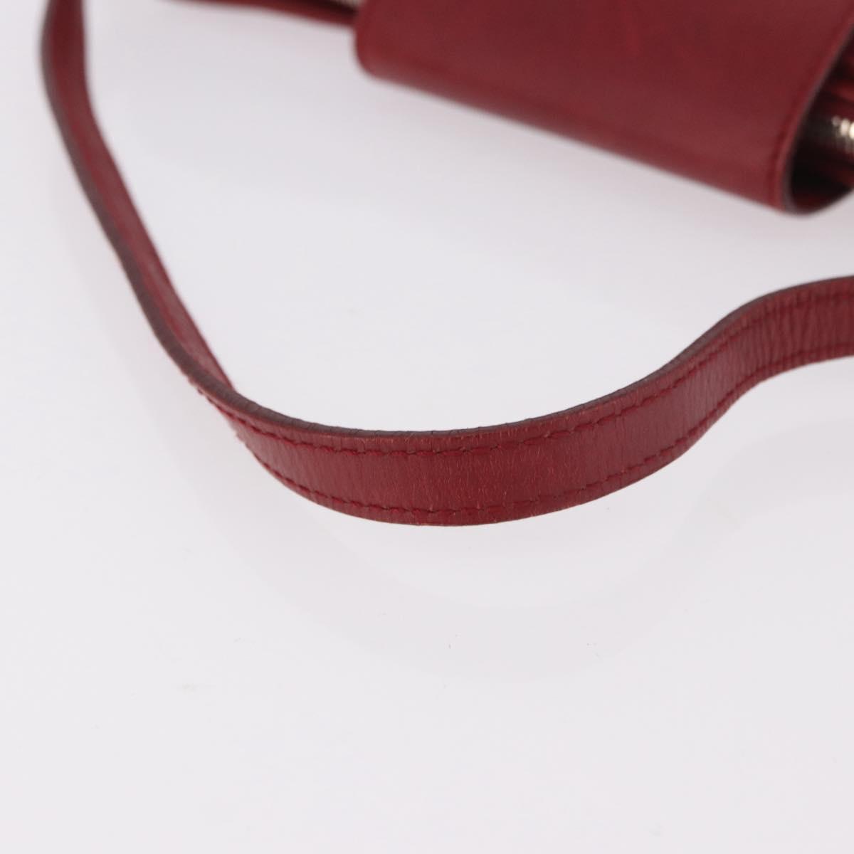 LOEWE Accessory Pouch Leather Red Silver Auth 191357