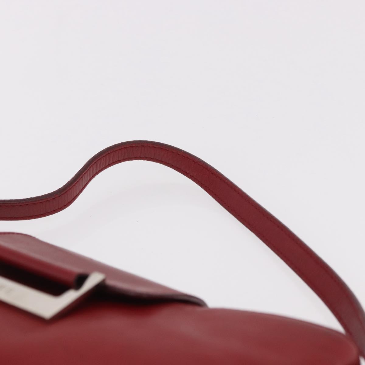 LOEWE Accessory Pouch Leather Red Silver Auth 191357