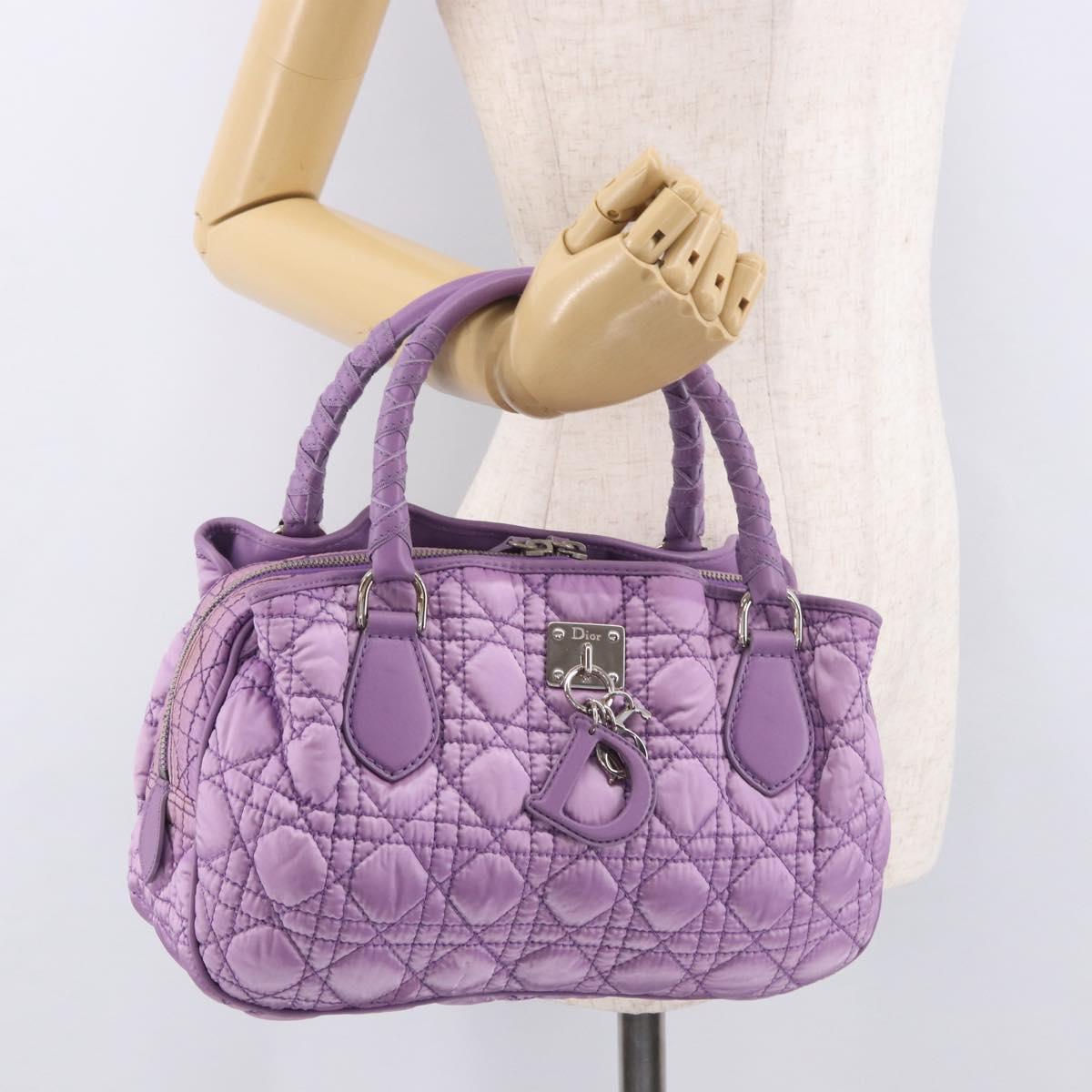 Christian Dior Canage Hand Bag Nylon Purple Silver Auth 191360