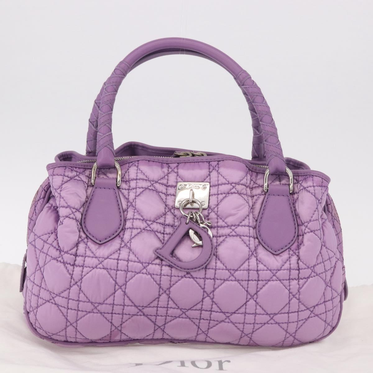 Christian Dior Canage Hand Bag Nylon Purple Silver Auth 191360