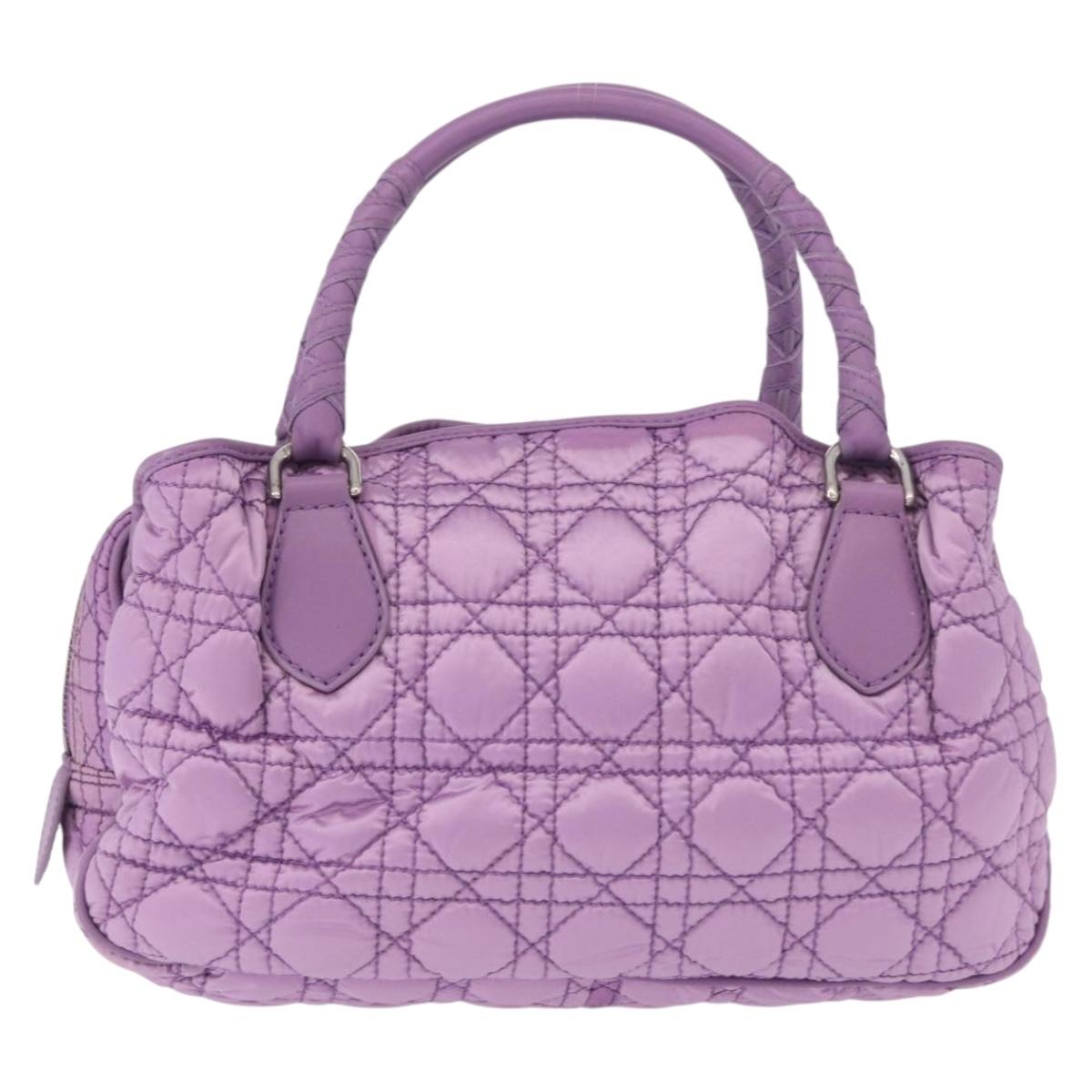 Christian Dior Canage Hand Bag Nylon Purple Silver Auth 191360