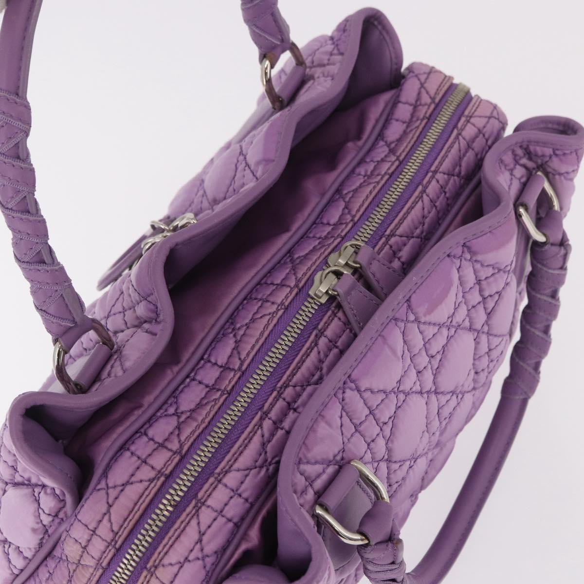 Christian Dior Canage Hand Bag Nylon Purple Silver Auth 191360