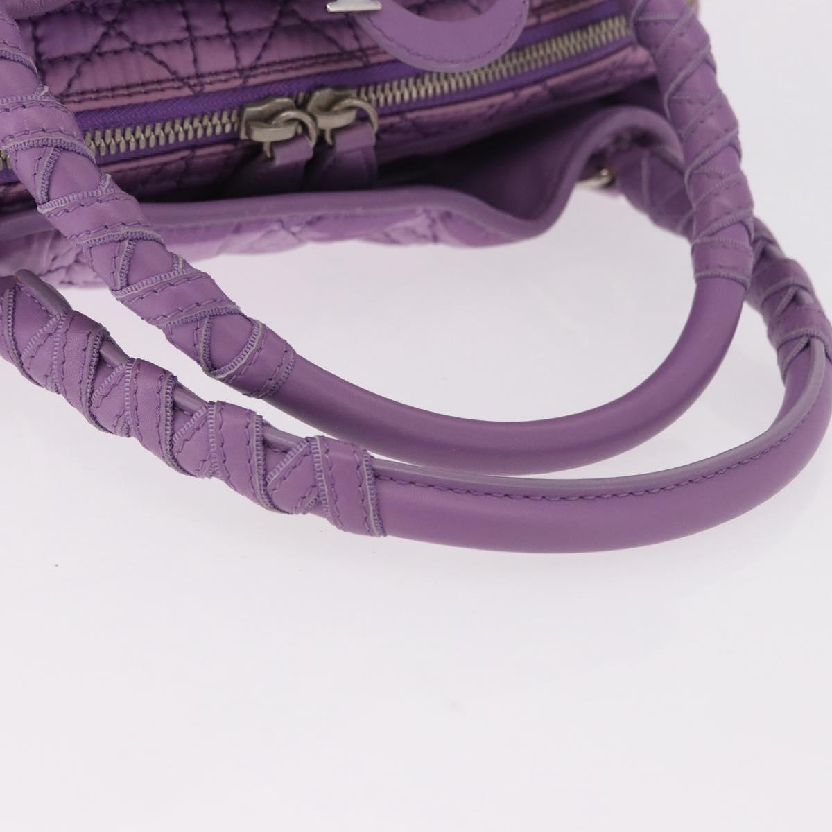 Christian Dior Canage Hand Bag Nylon Purple Silver Auth 191360