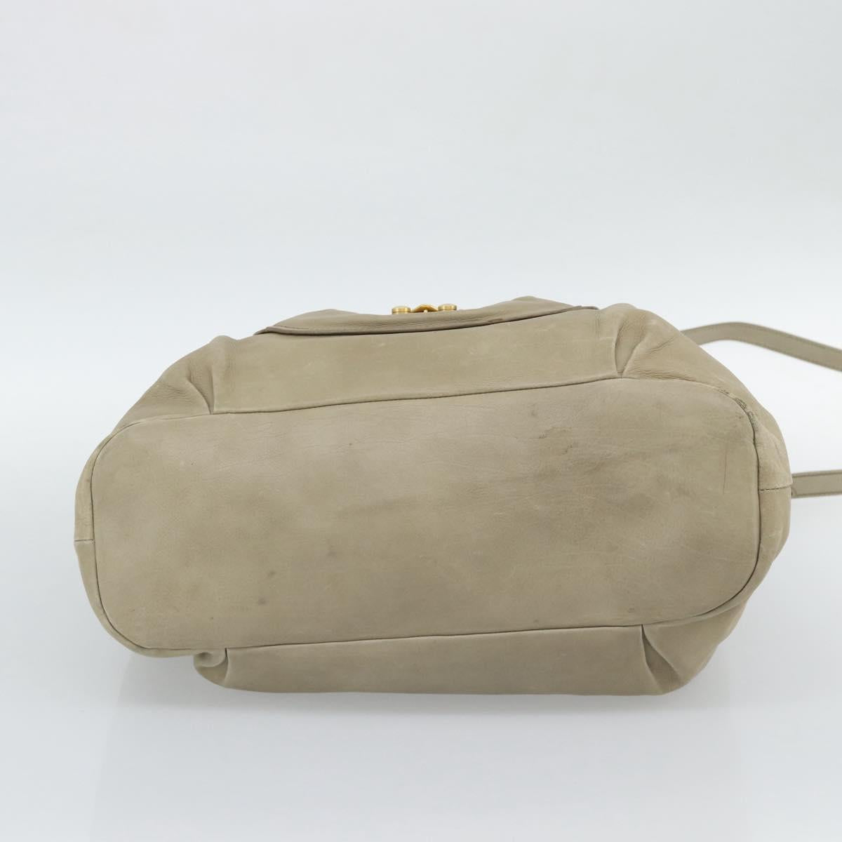 Miu Miu Tote Bag Leather 2way Beige Gold Auth 191362