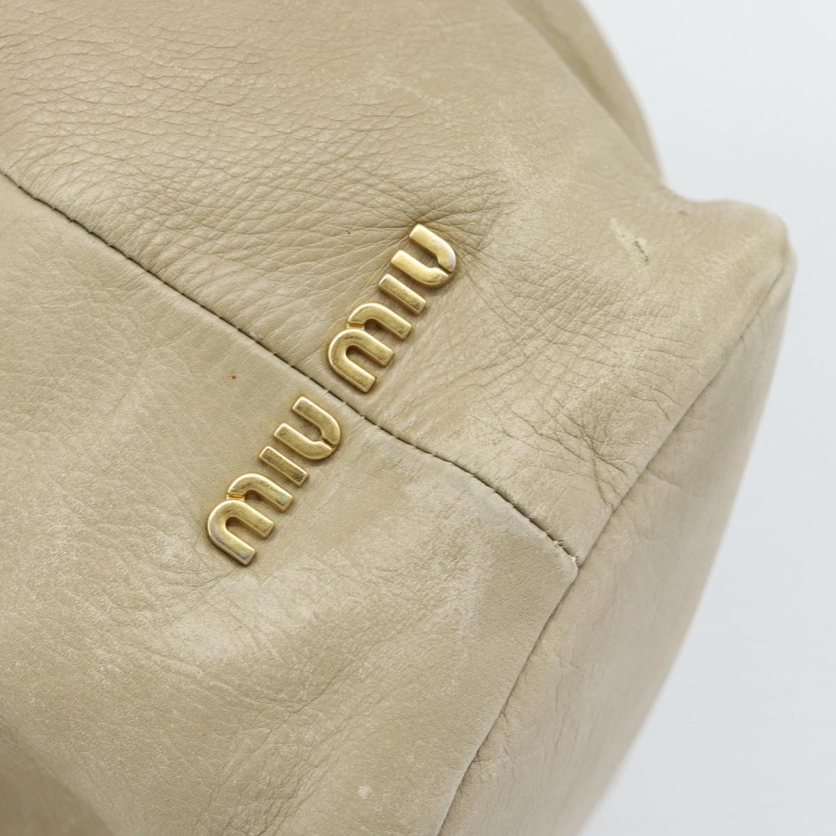 Miu Miu Tote Bag Leather 2way Beige Gold Auth 191362