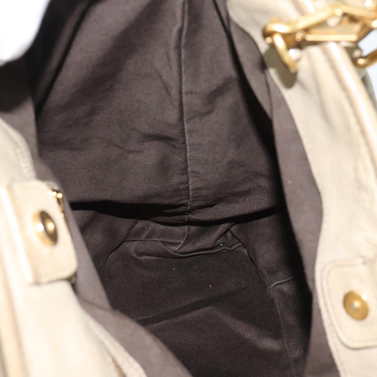 Miu Miu Tote Bag Leather 2way Beige Gold Auth 191362