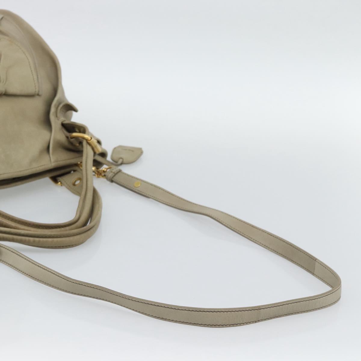 Miu Miu Tote Bag Leather 2way Beige Gold Auth 191362