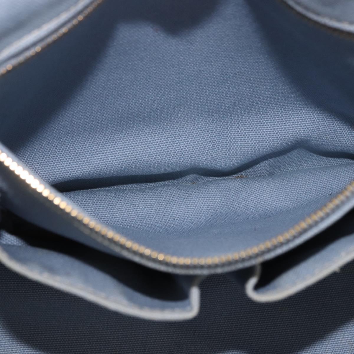 PRADA Canapa MM Hand Bag Canvas Light Blue Gold Auth 191363