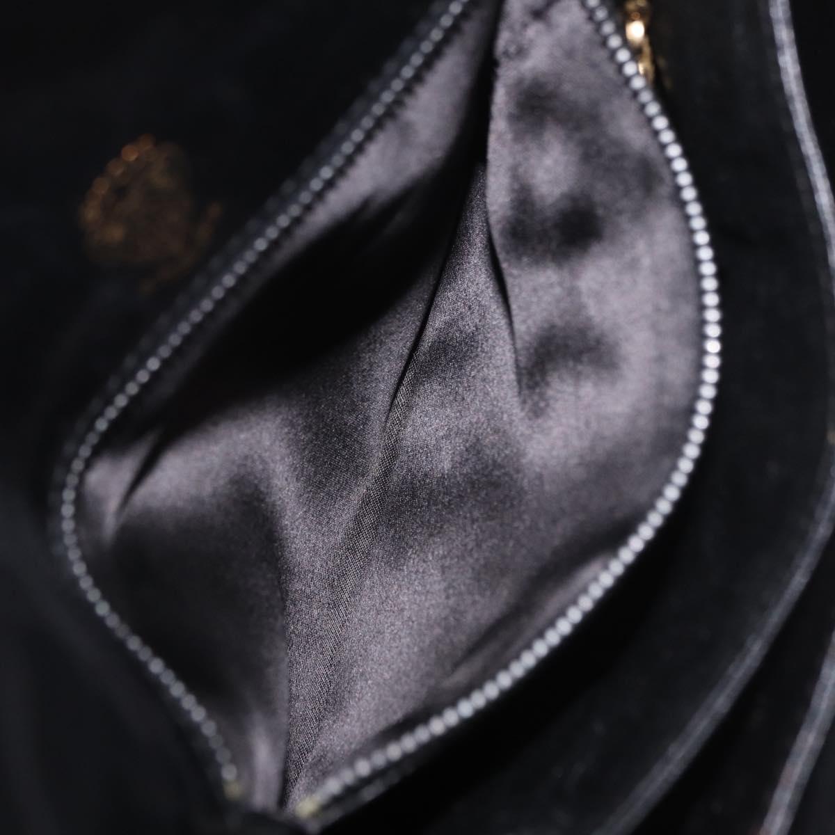 GUCCI Shoulder Bag Leather Black Gold Auth 191364