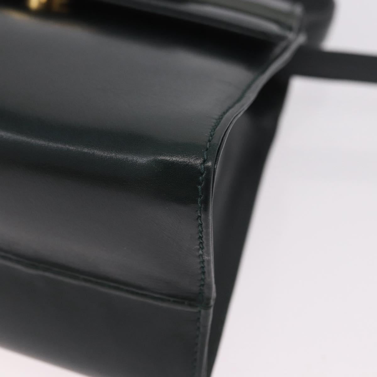 Salvatore Ferragamo Vala Hand Bag Leather 2way Green Gold Auth 191369A