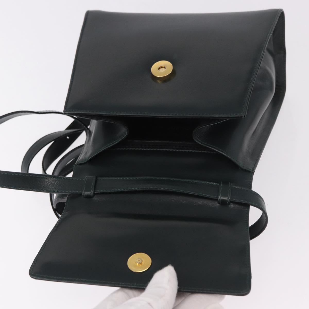 Salvatore Ferragamo Vala Hand Bag Leather 2way Green Gold Auth 191369A